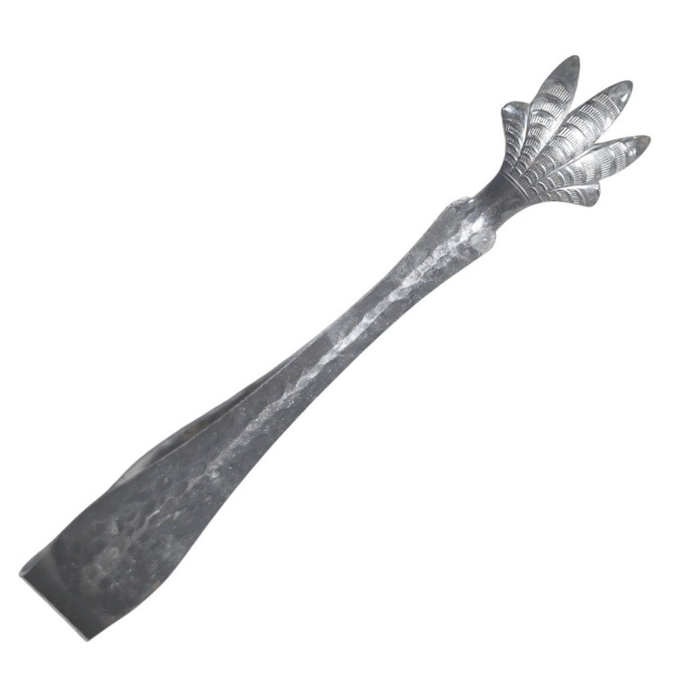 Vintage Hammered Silver Tone Claw Sugar Tongs Bird Foot Tea Serving Tool 6 Inch